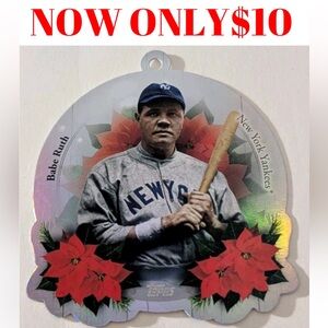 Babe Ruth 2025 Topps New York Yankees Christmas Holiday Ornament Baseball Card